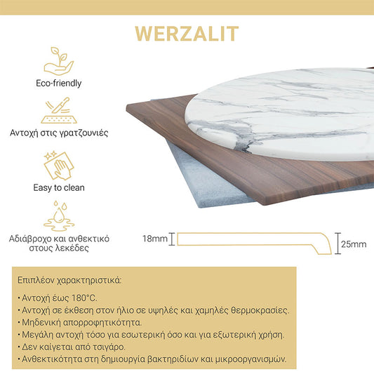 Επιφάνεια Τραπεζιού Noble Werzalit Καρυδί 120x80εκ Πάχους 35εκ