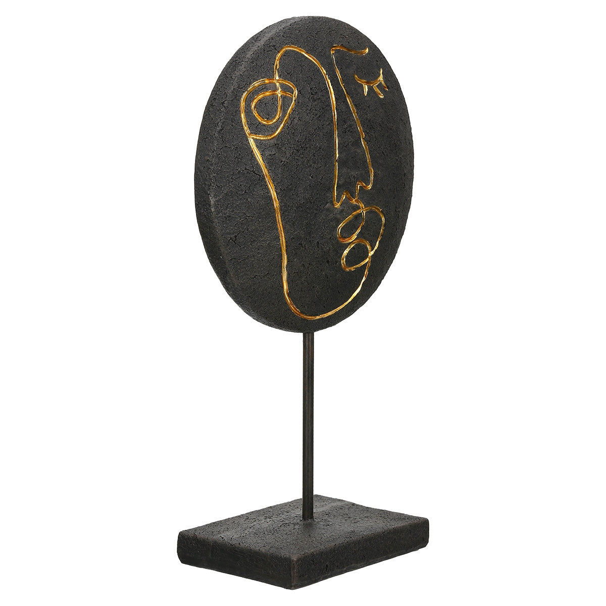 Ανάγλυφο Σταντ Στρογγυλό 'Lice' Μοτίβο Προσώπου Πολυρεζίνη Μαύρο 10x19.5x35