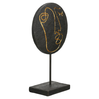 Ανάγλυφο Σταντ Στρογγυλό 'Lice' Μοτίβο Προσώπου Πολυρεζίνη Μαύρο 10x19.5x35