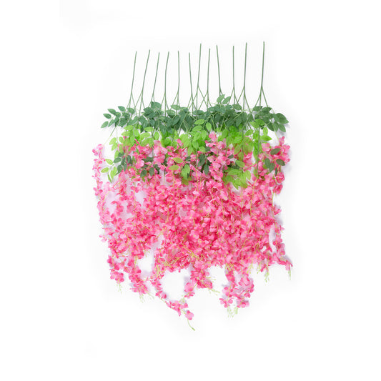 HOT PINK WISTERIA FLOWER BRANCH 21512 Σετ 12 Τεχνητά Διακοσμητικά κλαδιά Βιστέριας Έντονο Ροζ Φ45 x Υ120cm