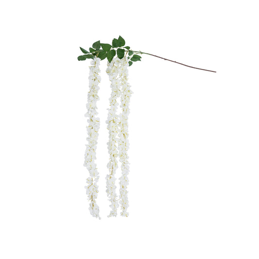 WHITE WISTERIA FLOWER BRANCH 21516 Τεχνητό Διακοσμητικό κλαδί Βιστέρια Λευκό Φ45 x Υ164cm