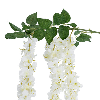 WHITE WISTERIA FLOWER BRANCH 21516 Τεχνητό Διακοσμητικό κλαδί Βιστέρια Λευκό Φ45 x Υ164cm