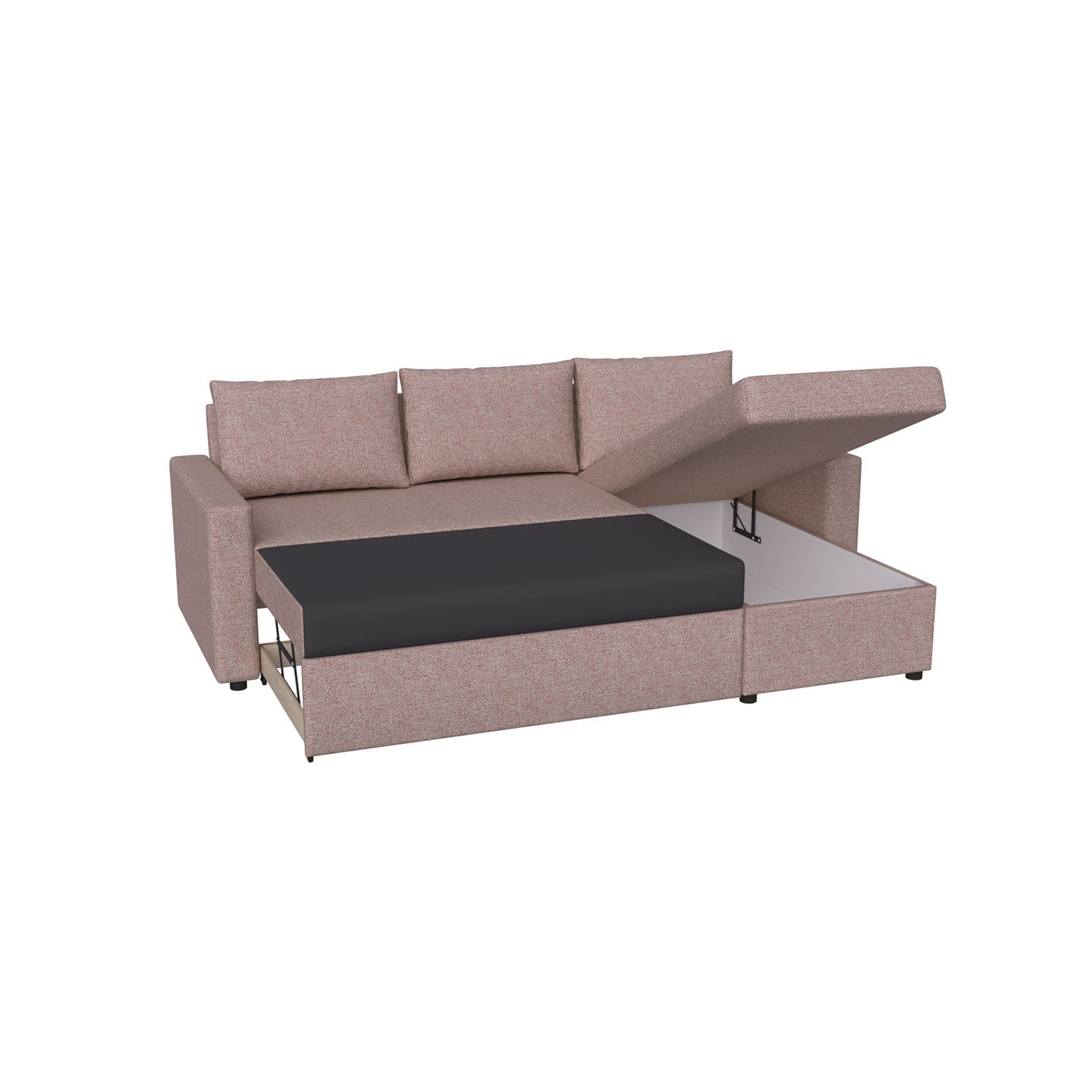Γωνιακός Καναπές Κρεβάτι Concept με Αναστρέψιμη Γωνία & Αποθηκευτικό Χώρο Σάπιο Μήλο 218x153x80