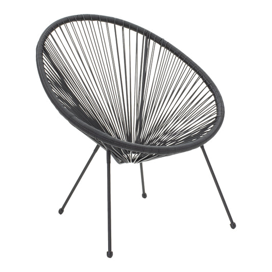 Πολυθρόνα Acapulco Μέταλλο-PE Rattan σε Μαύρη Απόχρωση 68.5x74.5x84