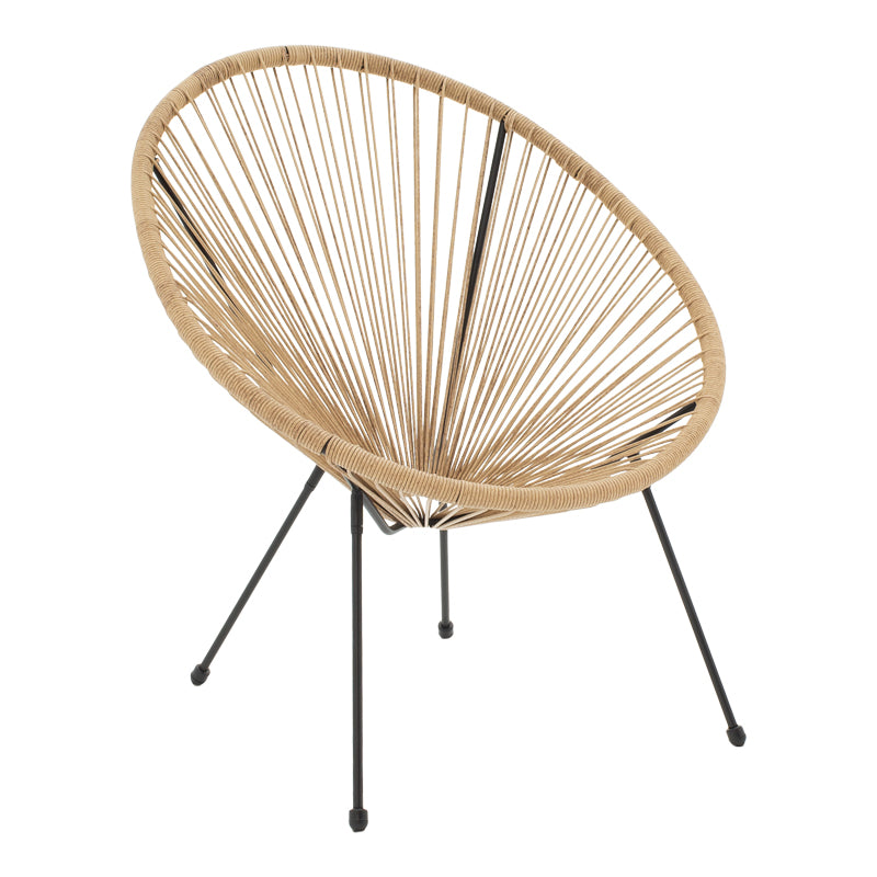 Πολυθρόνα Acapulco Μέταλλο σε Μαύρη-PE Rattan σε Φυσική Απόχρωση 68.5x74.5x84