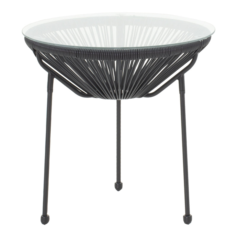 Τραπέζι Acapulco Μεταλλο-PE Rattan σε Μαύρη Απόχρωση Φ50x52