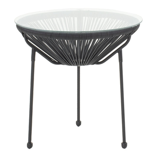 Τραπέζι Acapulco Μεταλλο-PE Rattan σε Μαύρη Απόχρωση Φ50x52