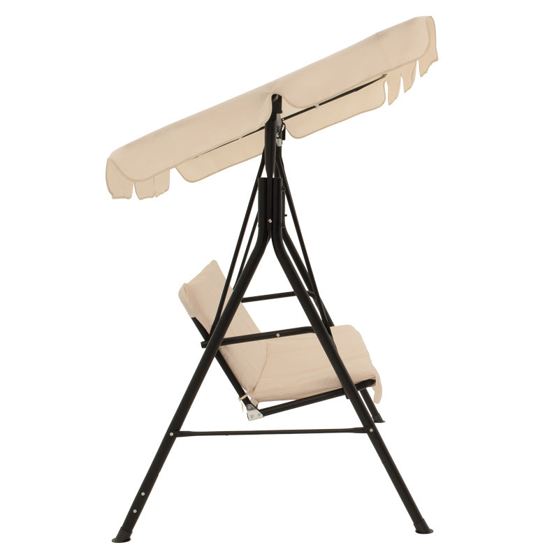 Κούνια Κήπου Globo Μέταλλο Μαύρο-Ύφασμα Μπεζ 170x110x153