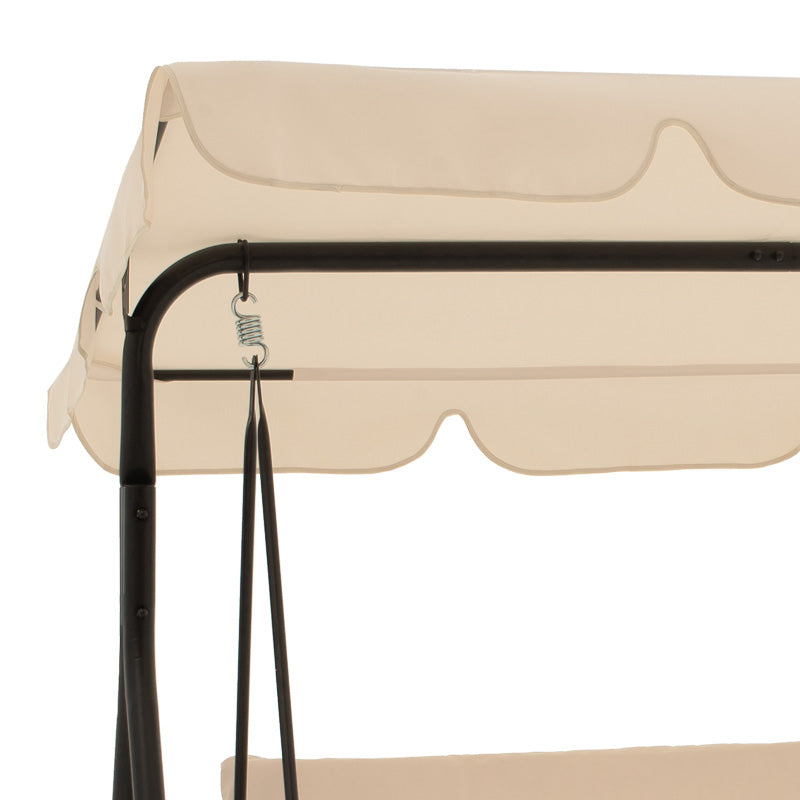 Κούνια Κήπου Globo Μέταλλο Μαύρο-Ύφασμα Μπεζ 170x110x153