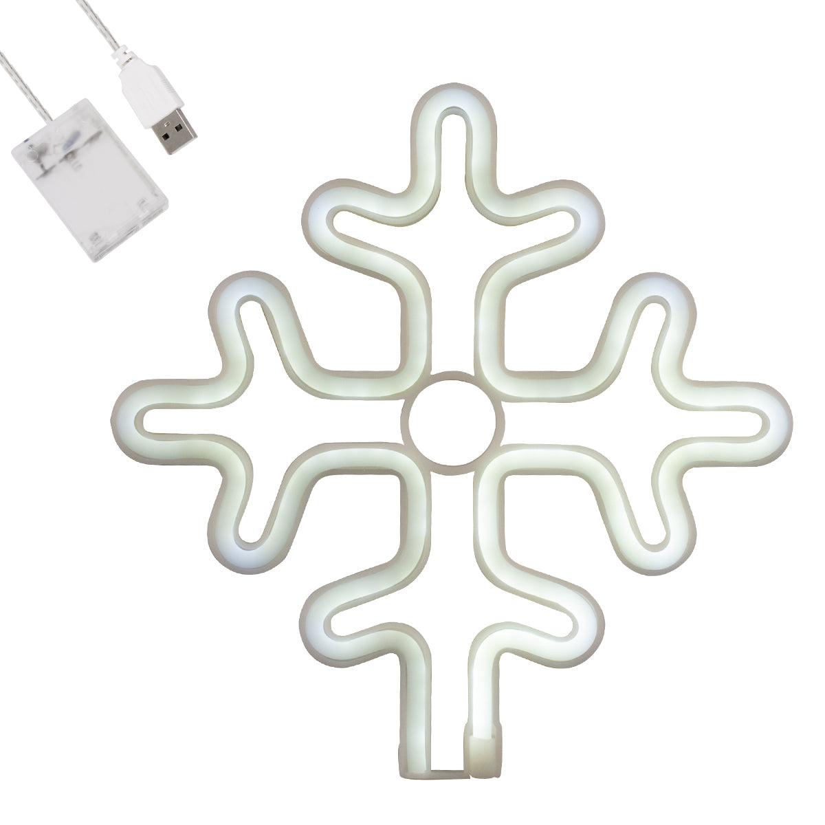 78581 Φωτιστικό Ταμπέλα Φωτεινή Επιγραφή NEON LED Σήμανσης SNOWFLAKE 5W με Καλώδιο Τροφοδοσίας USB - Μπαταρίας 3xAAA (Δεν Περιλαμβάνονται) - Ψυχρό Λευκό 6000K