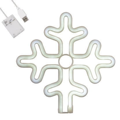 78581 Φωτιστικό Ταμπέλα Φωτεινή Επιγραφή NEON LED Σήμανσης SNOWFLAKE 5W με Καλώδιο Τροφοδοσίας USB - Μπαταρίας 3xAAA (Δεν Περιλαμβάνονται) - Ψυχρό Λευκό 6000K