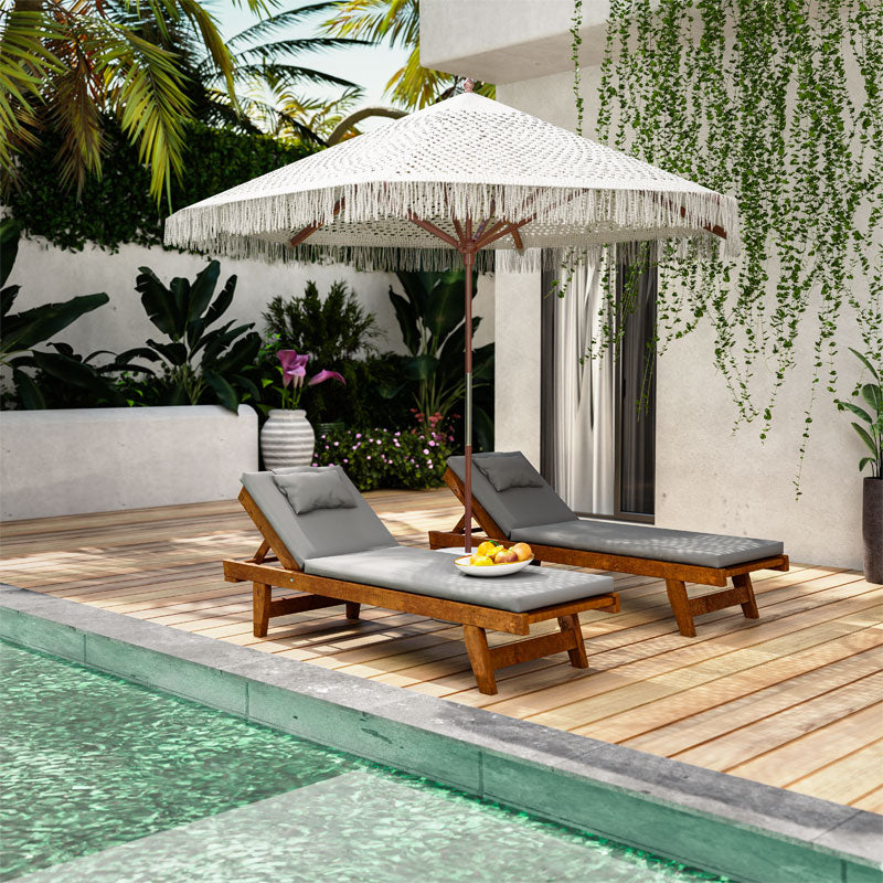 Ομπρέλα Brilie Ξύλο-Μακραμέ Φ2.70x2.60m Εκρού