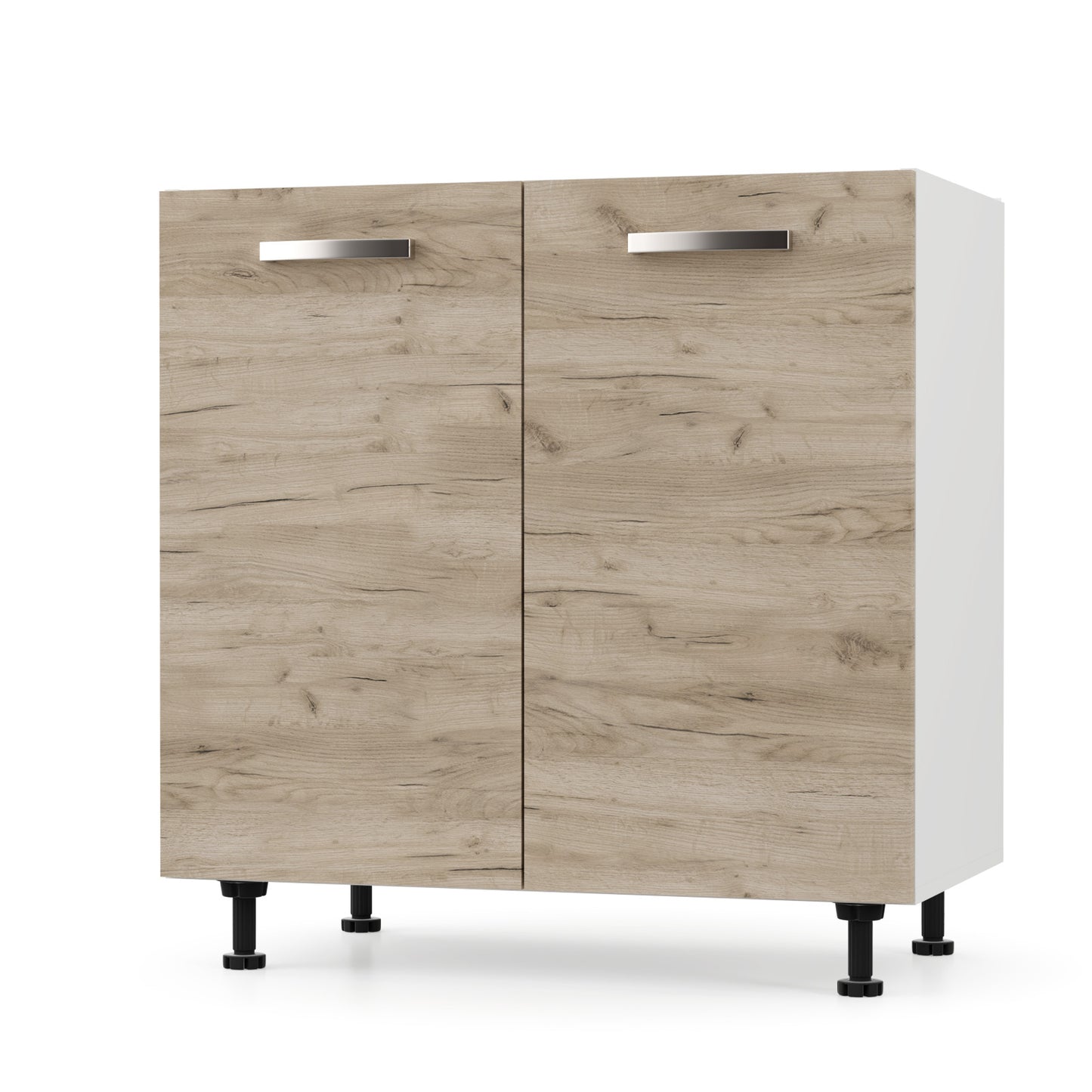 Charlotte Ντουλάπι Νεροχύτη 80x46.5x82 με Μεταλλικά Χερούλια Δρυς