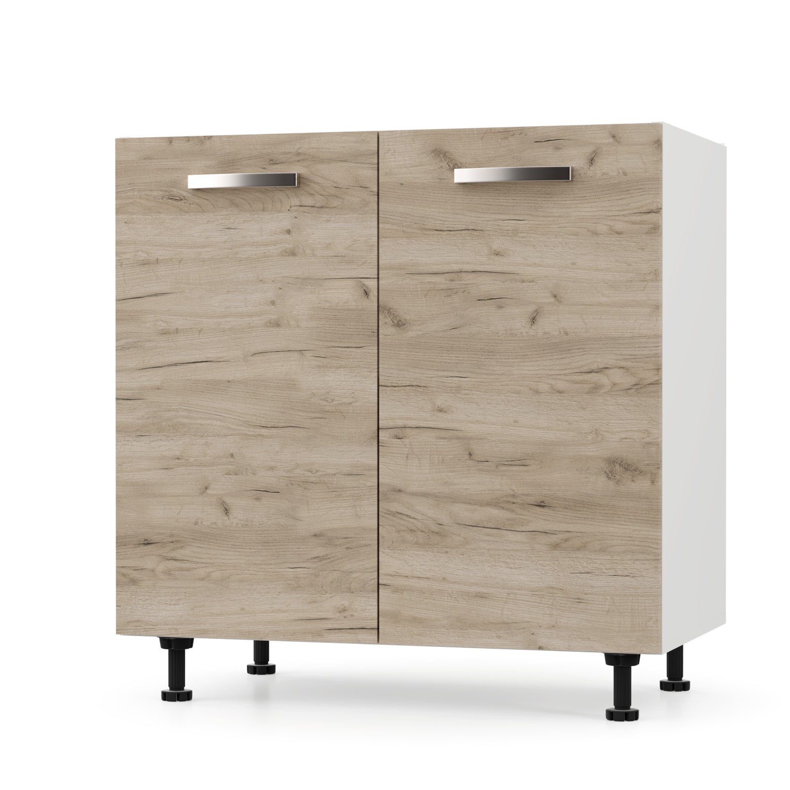 Charlotte Ντουλάπι Νεροχύτη 80x46.5x82 με Μεταλλικά Χερούλια Δρυς