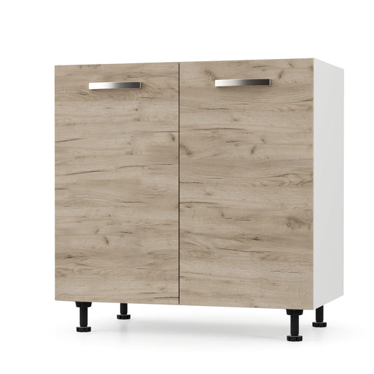 Charlotte Ντουλάπι Νεροχύτη 80x46.5x82 με Μεταλλικά Χερούλια Δρυς