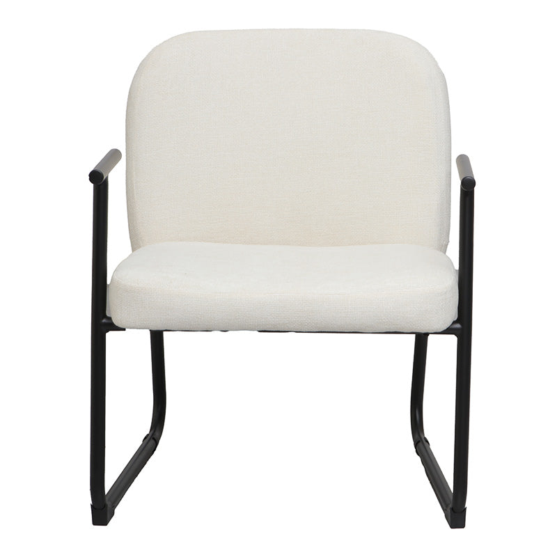 Πολυθρόνα Vindor Ύφασμα σε Κρεμ Απόχρωση με Μαύρο Μεταλλικό Πόδι 65x68.5x79.5