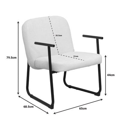 Πολυθρόνα Vindor Ύφασμα σε Κρεμ Απόχρωση με Μαύρο Μεταλλικό Πόδι 65x68.5x79.5