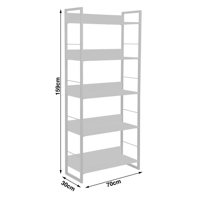 Βιβλιοθήκη Dorfie σε Φυσική Απόχρωση με Μαύρο Μέταλλο 70x30x159
