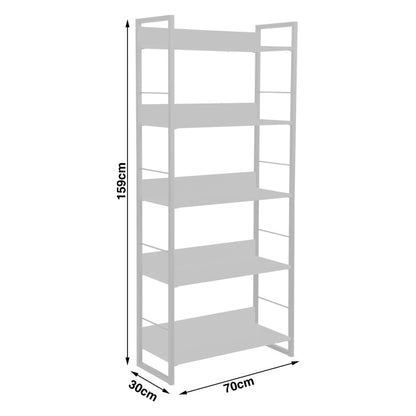 Βιβλιοθήκη Dorfie σε Φυσική Απόχρωση με Μαύρο Μέταλλο 70x30x159