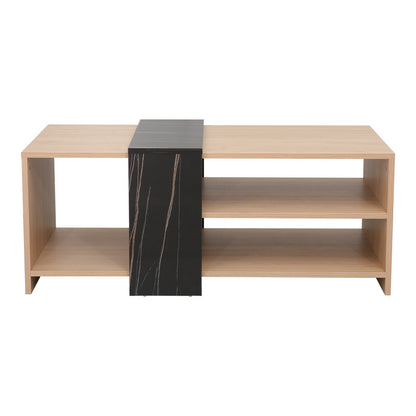 Τραπέζι Σαλονιού Cozeto σε Φυσική Απόχρωση με Όψη Μαρμάρου 100x53x41.5