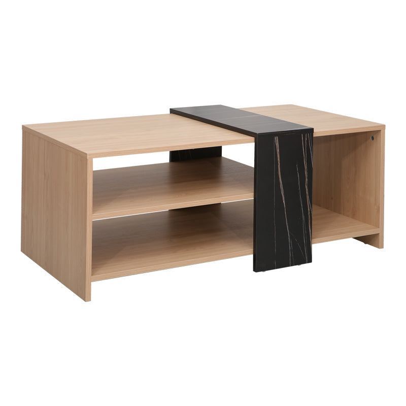 Τραπέζι Σαλονιού Cozeto σε Φυσική Απόχρωση με Όψη Μαρμάρου 100x53x41.5