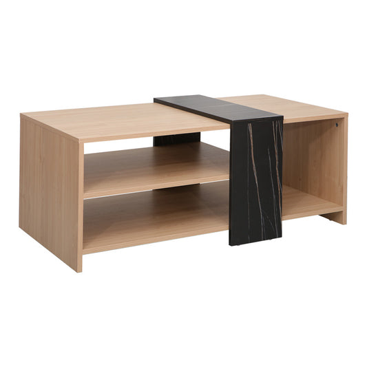 Τραπέζι Σαλονιού Cozeto σε Φυσική Απόχρωση με Όψη Μαρμάρου 100x53x41.5