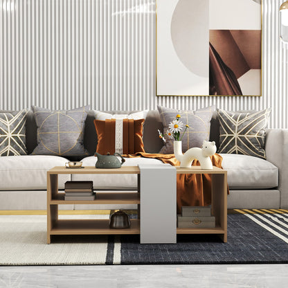 Τραπέζι Σαλονιού Cozeto σε Φυσική-Λευκή Απόχρωση 100x53x41.5