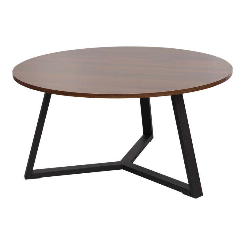 Τραπέζι Σαλονιού Berton σε Καρυδί Απόχρωση με Μαύρο Μέταλλο Φ80x40