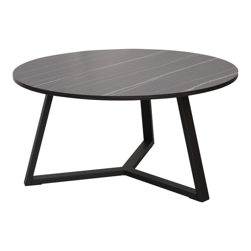 Τραπέζι Σαλονιού Berton σε Όψη Μαρμάρου με Μαύρο Μέταλλο Φ80x40