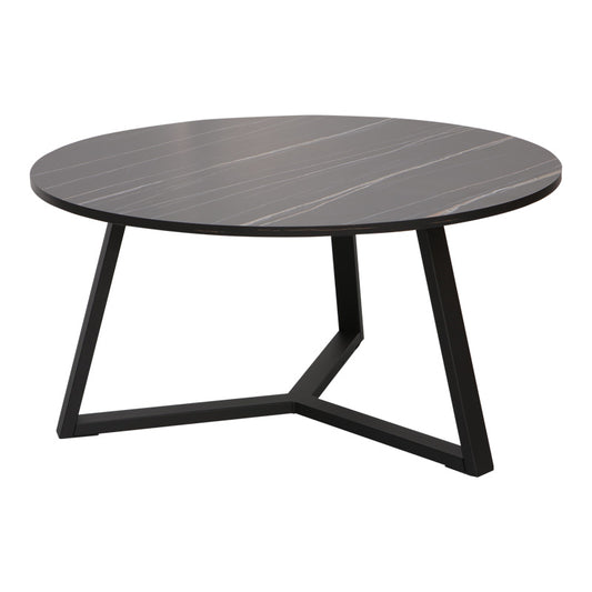 Τραπέζι Σαλονιού Berton σε Όψη Μαρμάρου με Μαύρο Μέταλλο Φ80x40