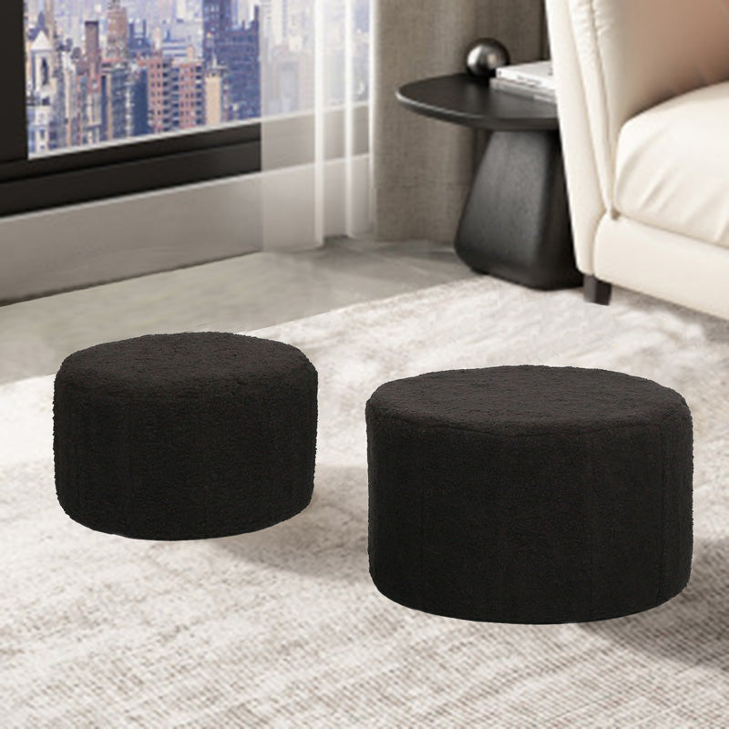 Σκαμπό - Πουφ Gabello Σετ 2 Τεμ Ύφασμα Μπουκλέ Μαύρο Φ44x26.5