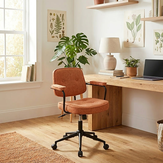 Καρέκλα Γραφείου Leberta Terracotta Ύφασμα 64x63,5x86-96