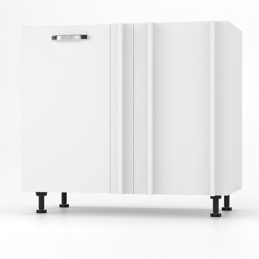 Charlotte Κάτω Ντουλάπι Γωνίας με Μεταλλικά Χερούλια Λευκό 90x50x82