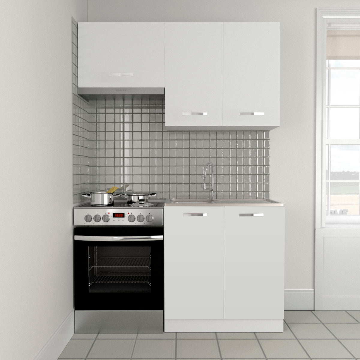 Charlotte Kitchen Set 2.2 White with Metal Handles