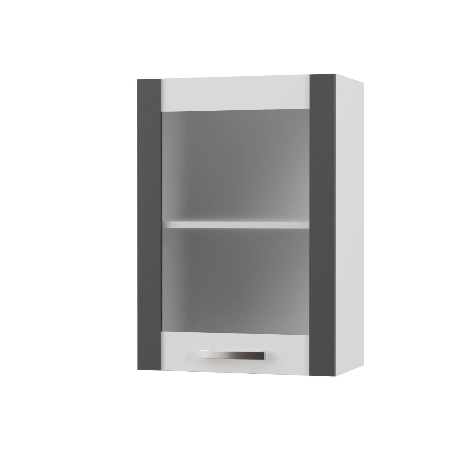 Charlotte Πάνω Ντουλάπι με Τζάμι Δεξί 50x30.5x71.8 με Μεταλλικά Χερούλια Γραφίτης