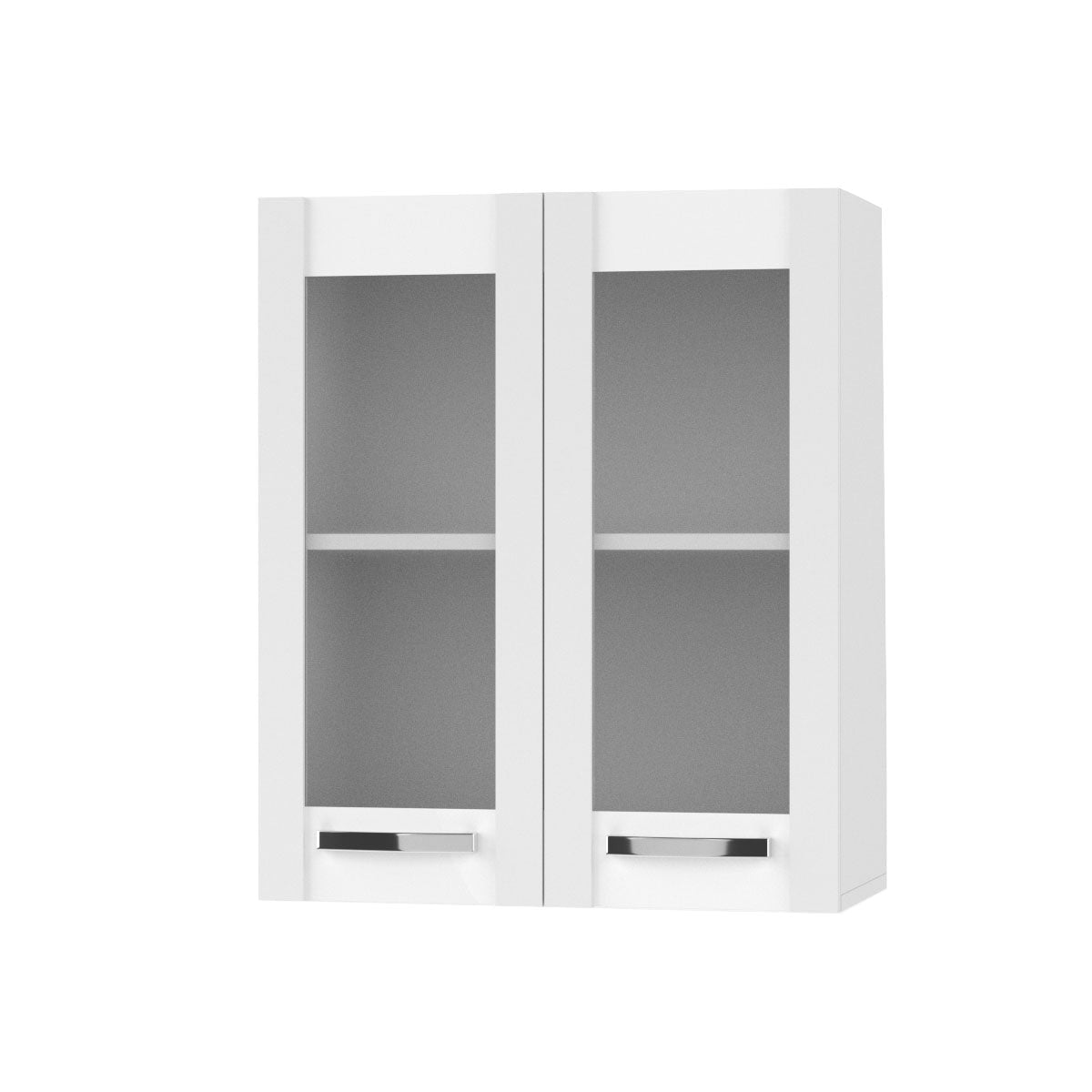 Charlotte Πάνω Ντουλάπι με Τζάμι 60x30.5x71.8 με Μεταλλικά Χερούλια Λευκό