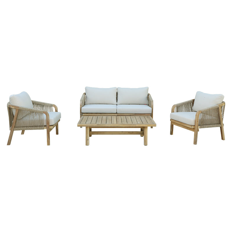 Σαλόνι Κήπου Malibu Μασίφ Ξύλο Ακακίας-Ύφασμα Μπεζ