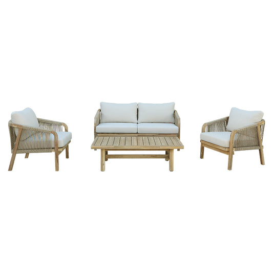 Σαλόνι Κήπου Malibu Μασίφ Ξύλο Ακακίας-Ύφασμα Μπεζ