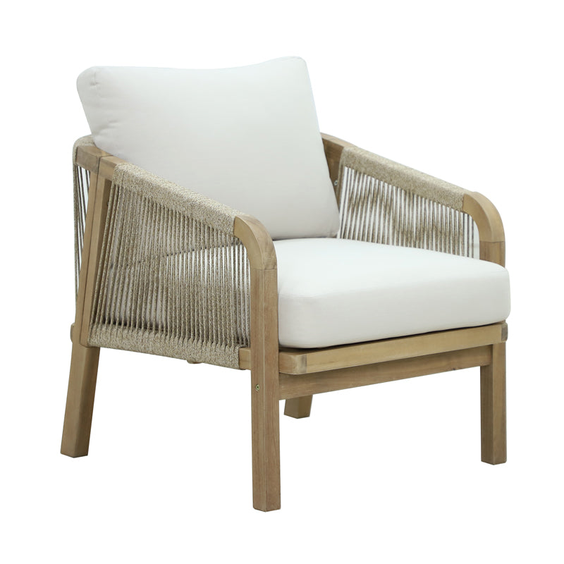 Σετ Σαλονιού 4 Τμχ Malibu I Μασίφ Ξύλο Ακακίας-Μπεζ Ύφασμα