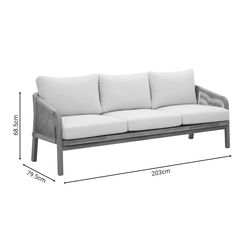 Σετ Σαλονιού 4 Τμχ Malibu I Μασίφ Ξύλο Ακακίας-Μπεζ Ύφασμα