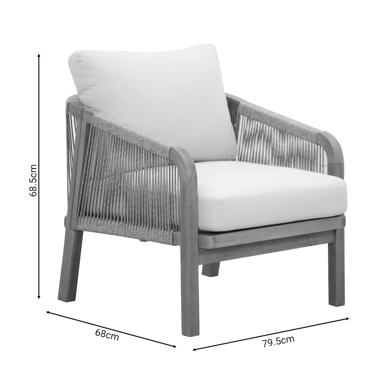 Σετ Σαλονιού 4 Τμχ Malibu I Μασίφ Ξύλο Ακακίας-Μπεζ Ύφασμα