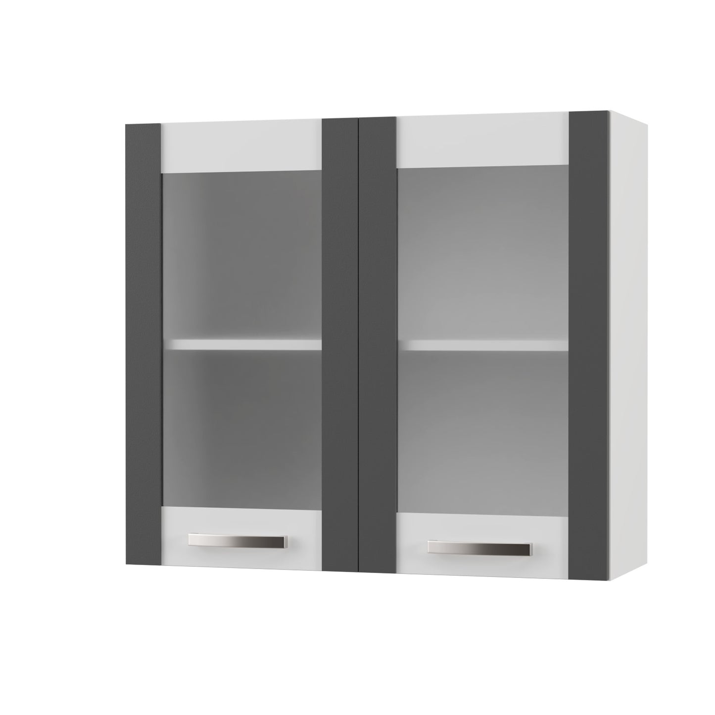 Charlotte Πάνω Ντουλάπι με Τζάμι 80x30.5x71.8 με Μεταλλικά Χερούλια Γραφίτης