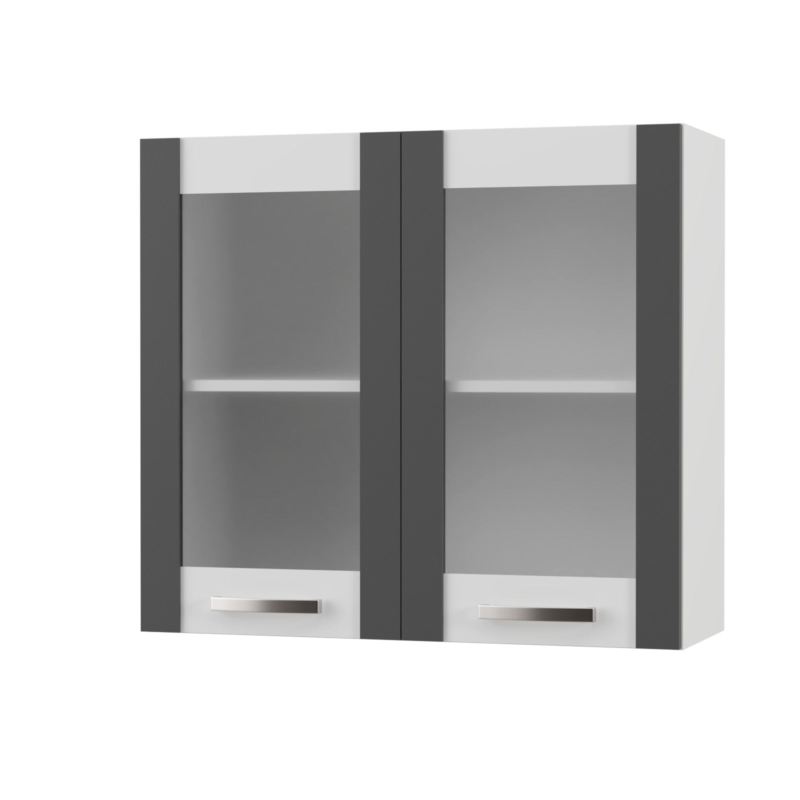 Charlotte Πάνω Ντουλάπι με Τζάμι 80x30.5x71.8 με Μεταλλικά Χερούλια Γραφίτης