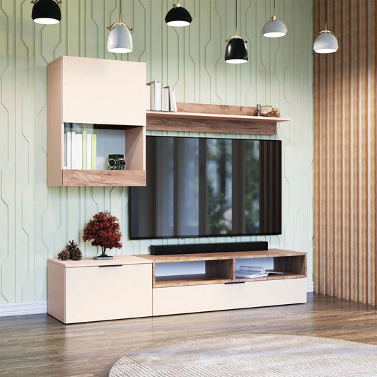 Σύνθεση Τηλεόρασης Morocco Μπεζ-Σκούρο Δρυς 175x39x113.5