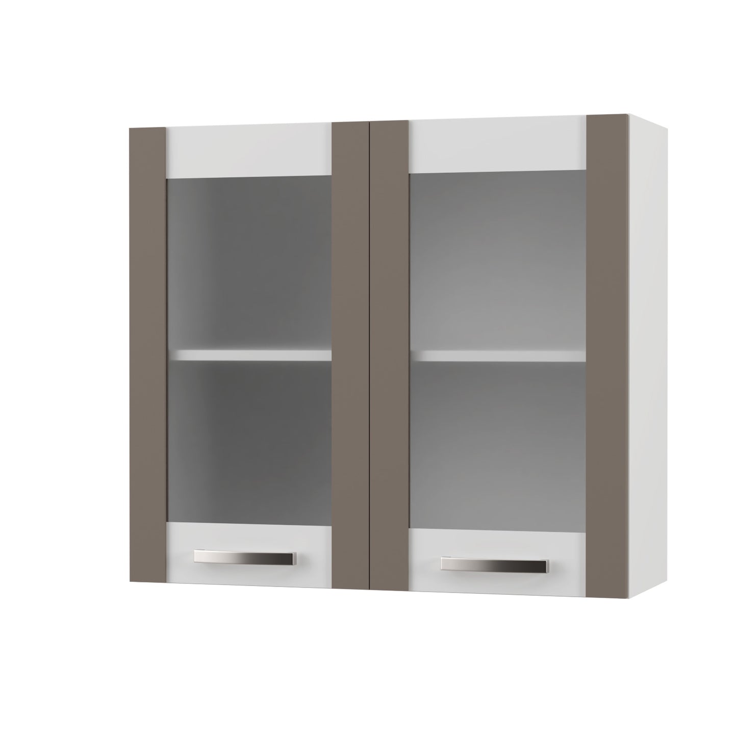 Charlotte Πάνω Ντουλάπι με Τζάμι 80x30.5x71.8 με Μεταλλικά Χερούλια Μόκα