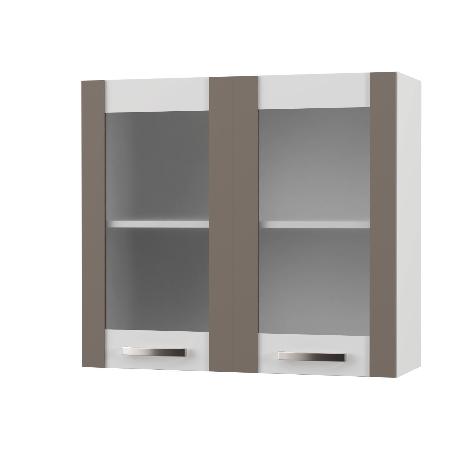 Charlotte Πάνω Ντουλάπι με Τζάμι 80x30.5x71.8 με Μεταλλικά Χερούλια Μόκα