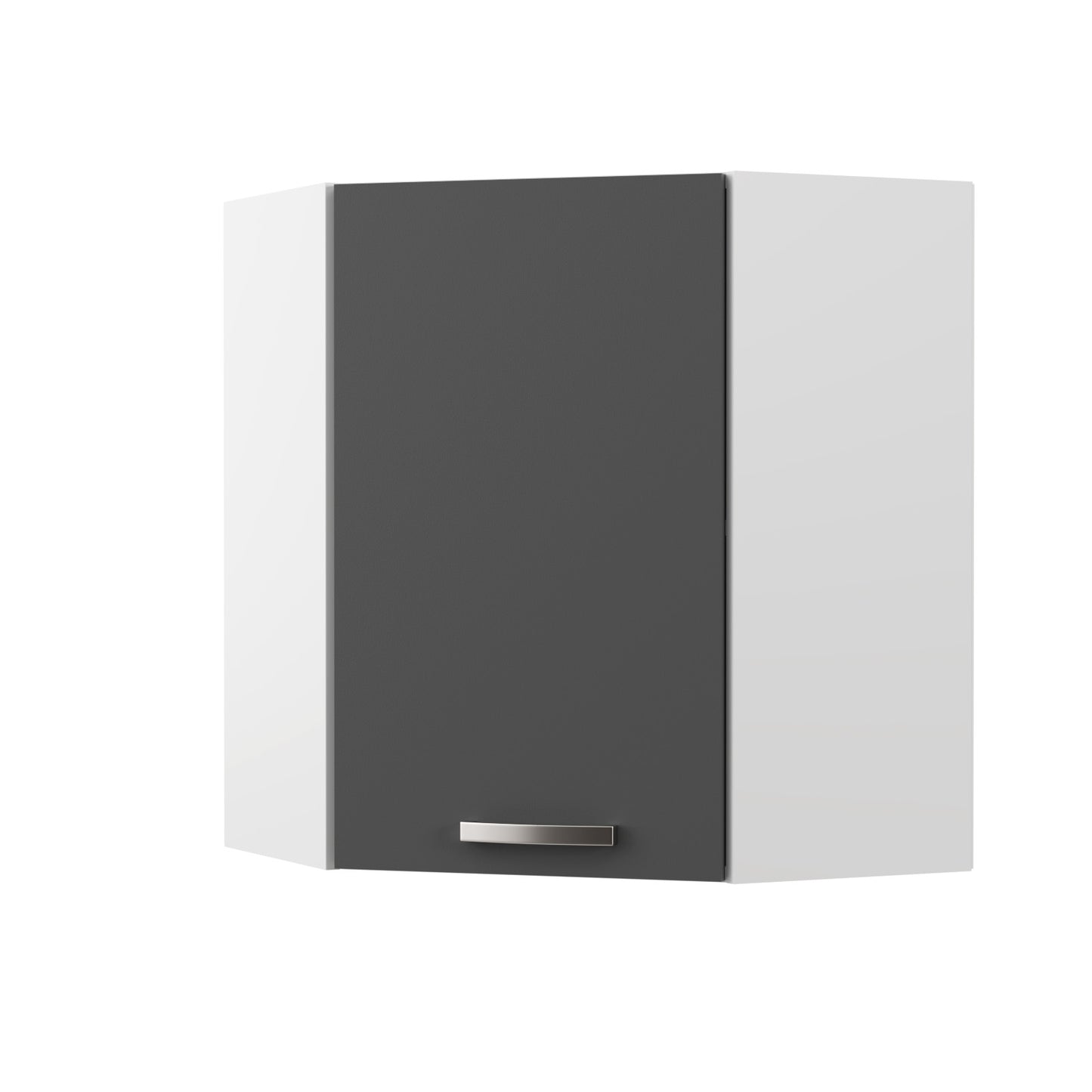 Charlotte Πάνω Ντουλάπι Γωνίας 60x60x71.8 με Μεταλλικά Χερούλια Γραφίτης