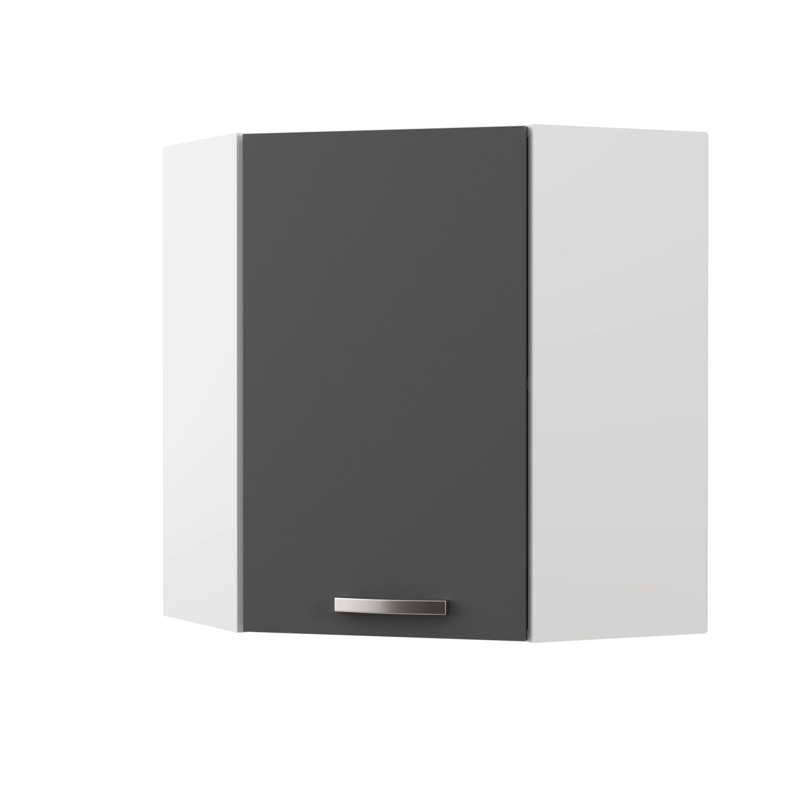 Charlotte Πάνω Ντουλάπι Γωνίας 60x60x71.8 με Μεταλλικά Χερούλια Γραφίτης