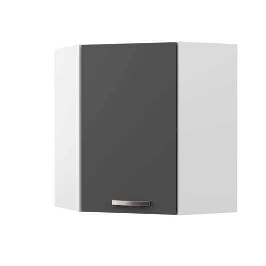 Charlotte Πάνω Ντουλάπι Γωνίας 60x60x71.8 με Μεταλλικά Χερούλια Γραφίτης