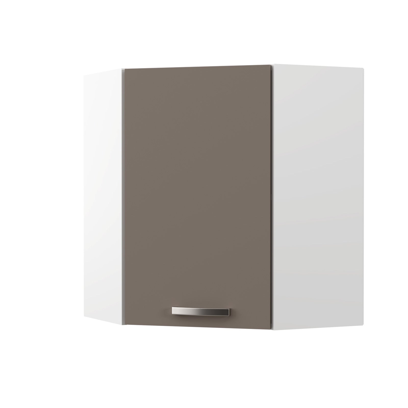 Charlotte Πάνω Ντουλάπι Γωνίας 60x60x71.8 με Μεταλλικά Χερούλια Μόκα